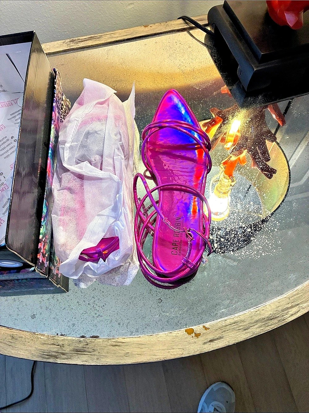Cape Robbin Strappy Sandals in Pink & Purple New